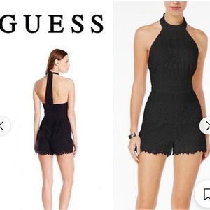 Guess romper. Black, cocktail tie around the neck. Size M